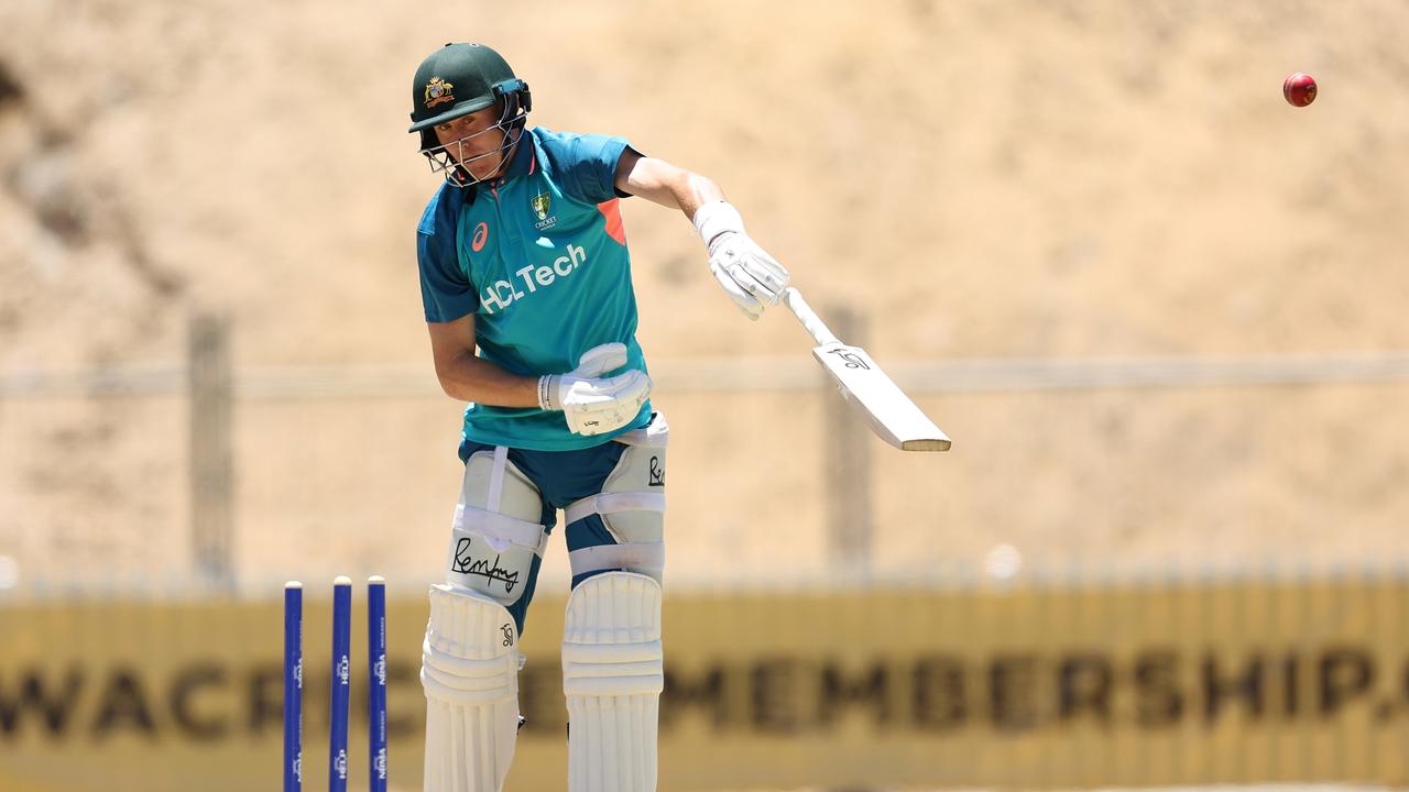 Marnus Labuschagne dropped his bat during a thrilling session facing Lance Morris in training.