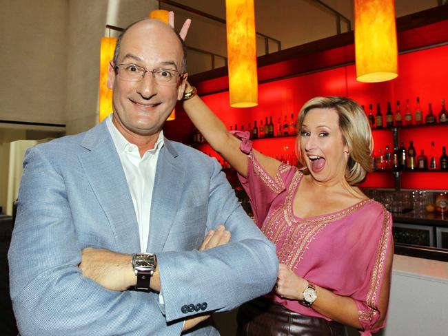 Sunrise's Mel (Melissa Doyle) and Kochie (David Koch) enjoy afternoon tea at the Hilton Hotel in Brisbane City.