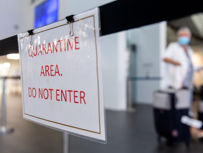 GREATER Brisbane has been declared a COVID-19 hot spot by the NT government, with all travellers entering the Territory required to go into mandatory quarantine effective immediately. Two flights were in the air when the announcement was made.Picture: Che Chorley