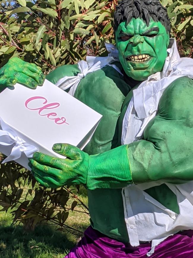 The Hulk with a special delivery.