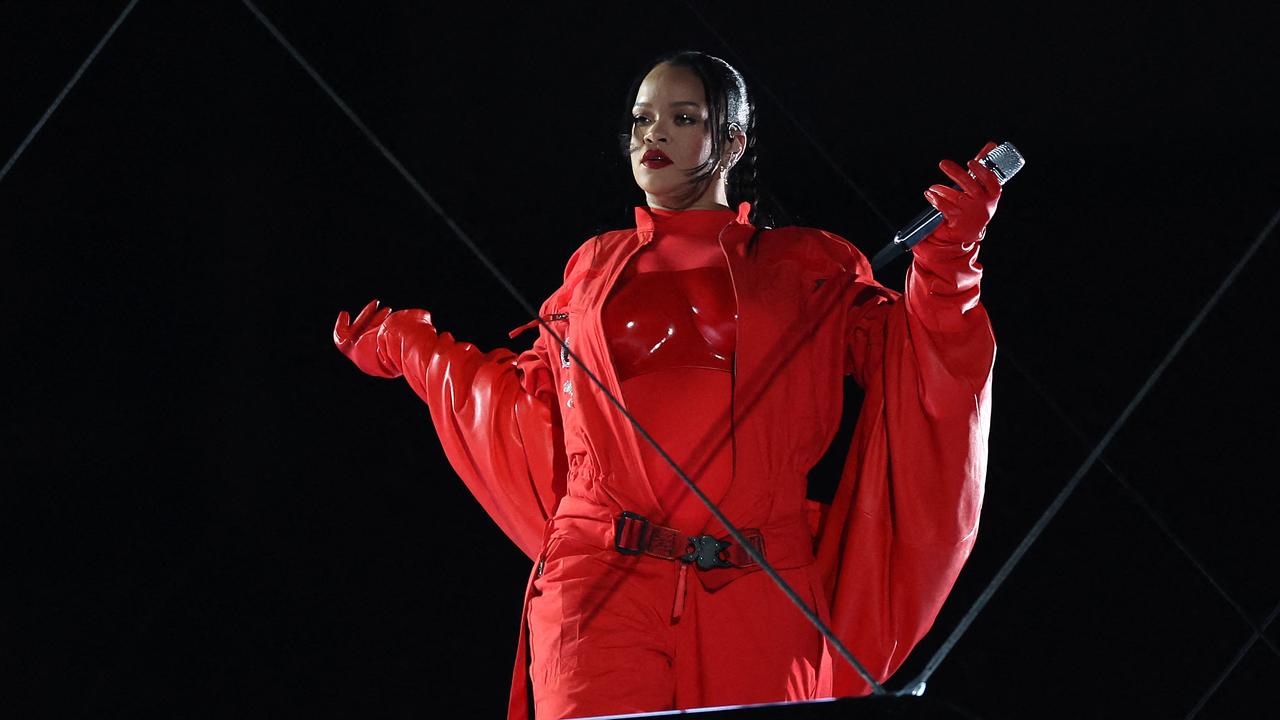 Rihanna at the halftime show. Picture: Getty Images via AFP