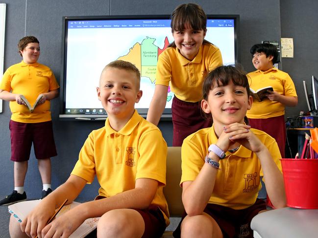 Glebe Public School has improved its NAPLAN results by over 17 percent in the past 3 years. Students L-R Jack Carnevale, Brooklyn Bell, Scarlett Falzon, Tamara Thaler and Adam Dharma happy with the results. Picture: Toby Zerna