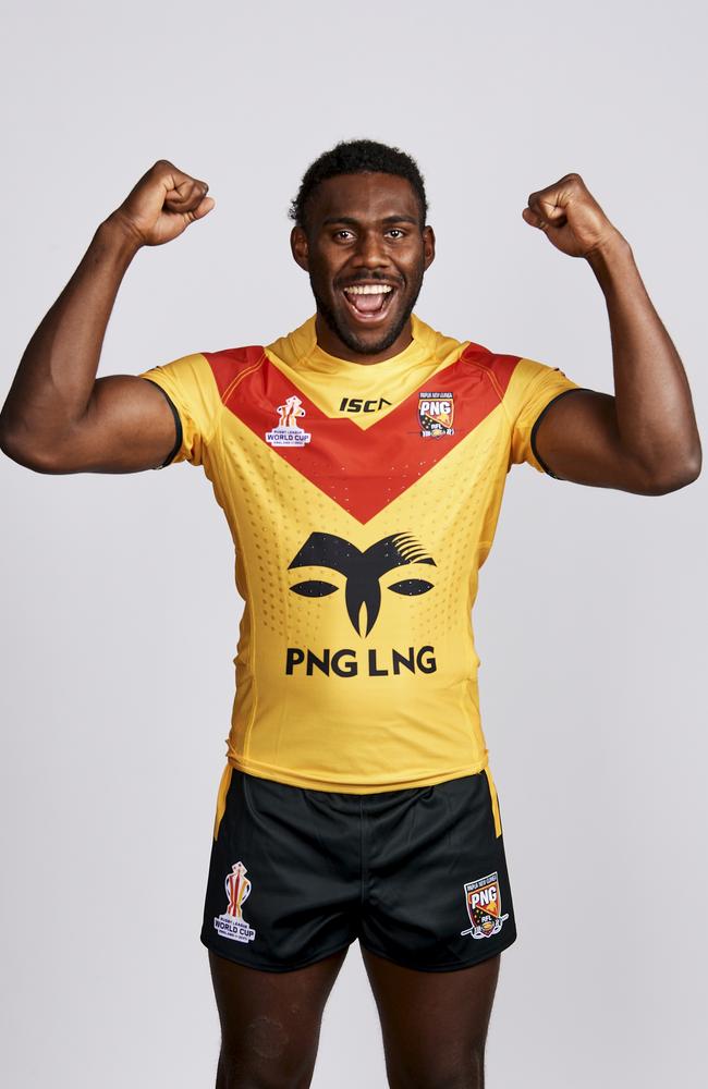 Jimmy Ngutlik of Papua New Guinea poses for a photo during the Papua New Guinea Rugby League World Cup Portrait session on October 08, 2022 in Warrington, England. (Photo by Gareth Copley/Getty Images for Rugby League World Cup)