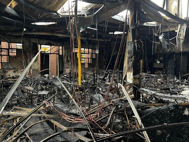 Internal damage to Adass Israel Synagogue in Ripponlea after it was firebombed on Friday. Picture: Yumi Rosenbaum