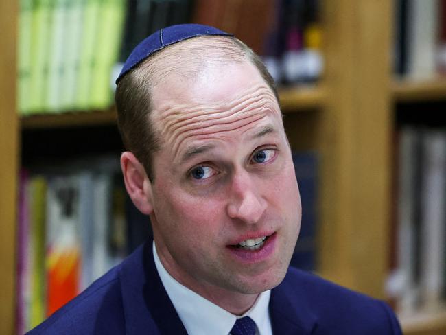 Prince William has visited a London synagogue as his wife continues to recover from surgery. Picture: Getty Images