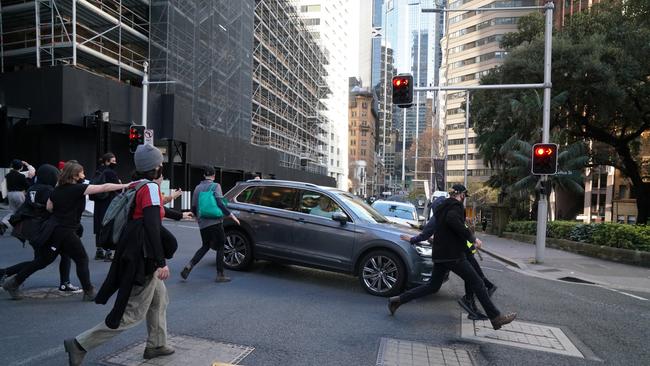 Corner of Bridge Street and Loftus Street where a car drove into the June 27 protest. Picture: Michelle Haywood.