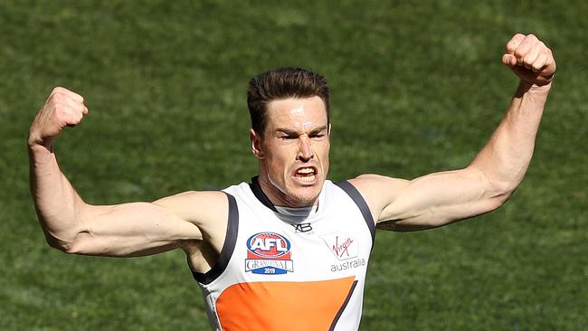 Jeremy Cameron celebrates after his goal. Picture: Getty Images