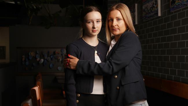 Ayva Munday 15 with mum Aleyce Munday. Ayva has experienced extreme levels of bullying at several schools. Picture: Nikki Davis-Jones