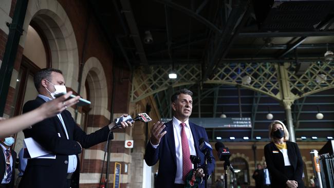 NSW Minister Transport and Roads, Andrew Constance, speaks to the media. (Photo by Ryan Pierse/Getty Images)