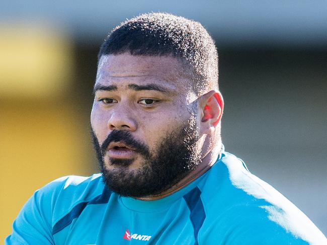 The Qantas Wallabies train at Leichhardt Oval, Sydney, ahead of the June 2017 Arvo Test Rugby Series fixture against Scotland. Tolu Latu.