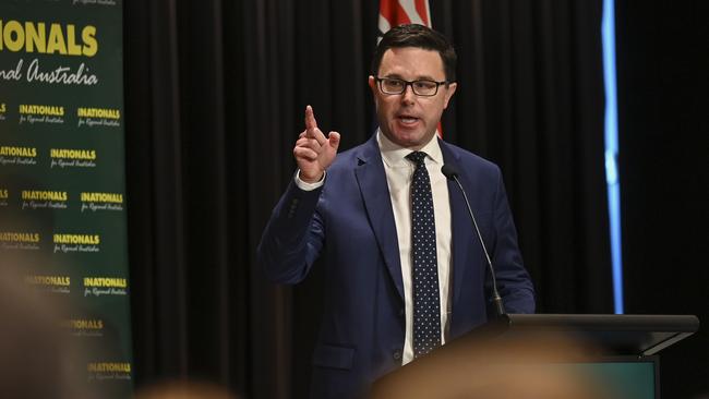 Leader of the National Party, David Littleproud, addresses The Nationals' 2023 Federal Conference in Canberra. Picture: Martin Ollman/NCA NewsWire