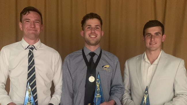 Charlie Riggs (middle) was awarded the Mail Medal in the North Eastern Football League last year. Picture: North Eastern Football League