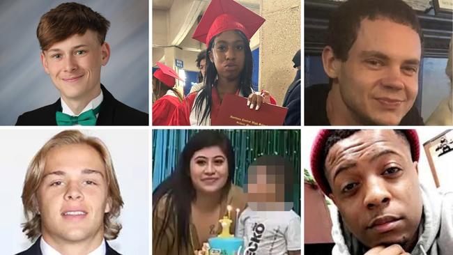 Clockwise from top left: Hubert Gauthreaux, 21; Nikyra Cheyenne Dedeaux, 18; Matthew Tenedorio, 25; Tiger Bech, 27; Nicole Perez, 28; and Reggie Hunter, 36.