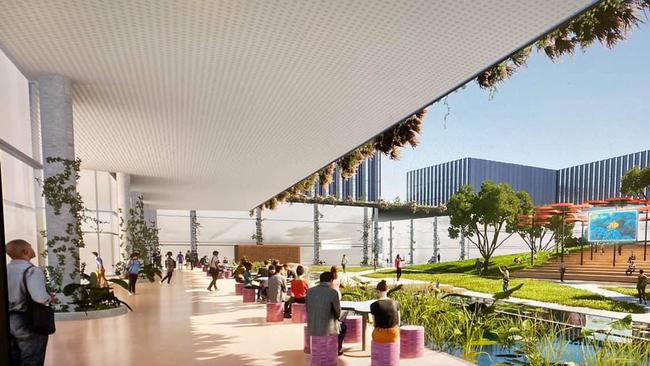 An early artist’s impression of what James Cook University’s Far North Queensland Health and Innovation Precinct could look like as part of the Cairns University Hospital upgrade. Picture: Supplied