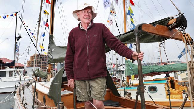 John Counsel, of Melbourne, aboard his boat Merlin. Picture: NIKKI DAVIS-JONES