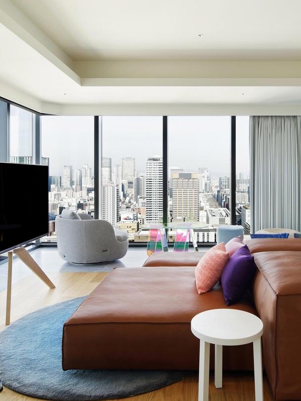 Suites feature modular furniture and enviable views.