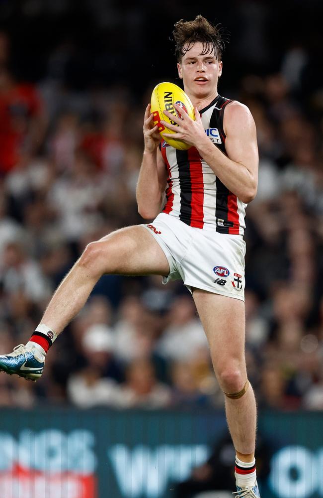 Mattaes Phillipou showed improvement despite stints in the VFL this season. Picture: Michael Willson/AFL Photos via Getty Images.