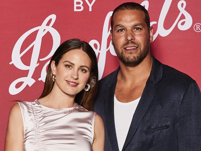 Jesinta & Lance Franklin at the VIP Opening night  of ‘Venture Beyond by Penfolds', 17 August 2023 : ‘Venture Beyond by Penfolds’ event series will return to Sydney’s Carriageworks in 2023, offering a bold, playful and energetic celebration. Taking place on Friday, 18th and Saturday, 19th August, the all-inclusive ticketed event promises, an evening of adventure and discovery, with guests invited to dive into a highly shareable sea scape, while exploring, newly released Collection wines from multiple countries of origin. Picture Supplied