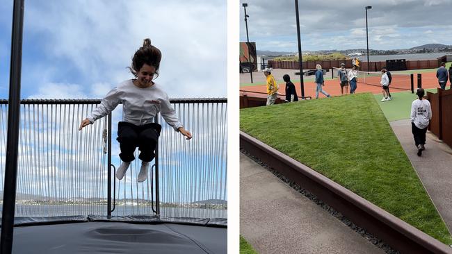 Forget the exhibits, jumping on the trampoline at MONA is the quickest way to change your perspective.