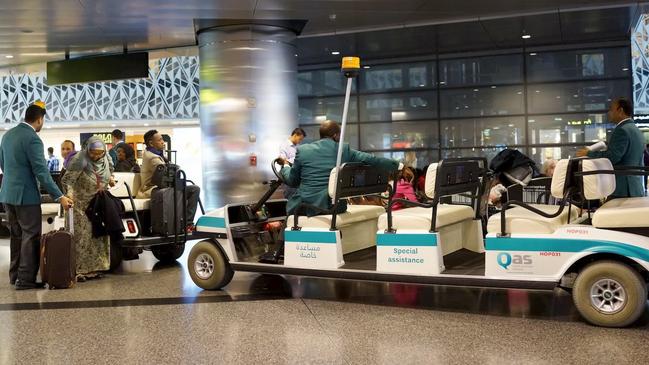 A motorised buggy in use at Hamad International Airport in Doha.