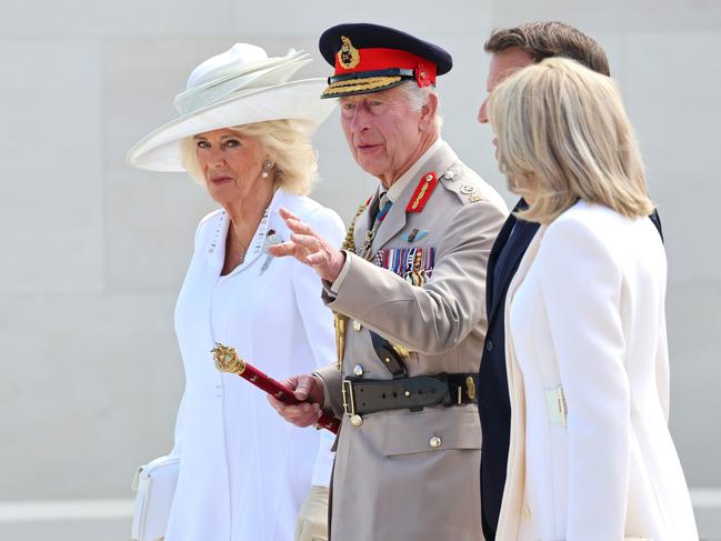 Queen Camilla, King Charles III, President of France, Emmanuel Macron and Brigitte Macron attend the service. Picture: Getty Images