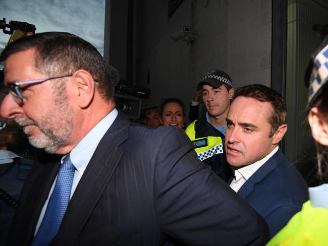 Nine Network reporter Ben McCormack is released from Redfern police station yesterday. Picture: AAP Image/Dan Himbrechts