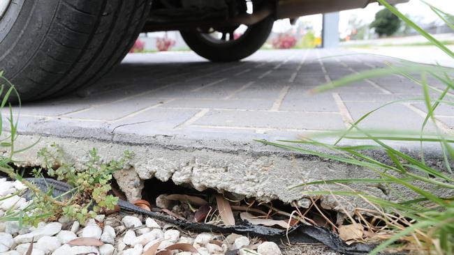 Damage to a driveway.