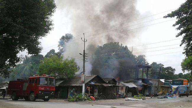 Gunmen in military uniforms sprayed bullets and flung grenades into a crowded market in northeast India. Picture: AFP