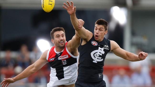 Is Billy Longer up to being St Kilda’s No.1 ruckman? Picture: Getty