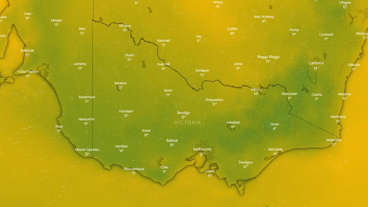 Victorians are set to have a cold start to the weekend. Picture: Windy.