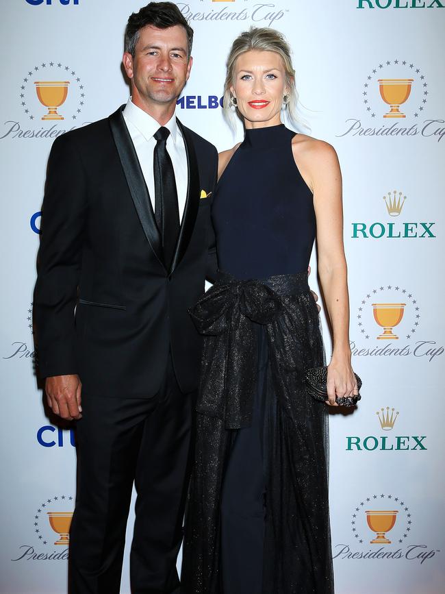 Aussie Adam Scott and wife Marie Kojzar. Picture: Mark Stewart.