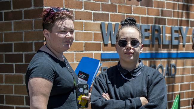 Madison Gaywood (left) and Tahlia Mancini outside court. Picture: Monique Harmer