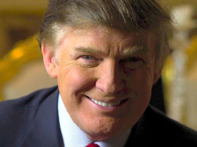 Entrepreneur Donald Trump in 2003 /NBC tv reality series "The Apprentice" . P/ headshot smiling