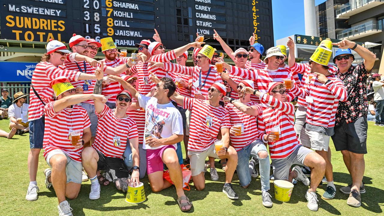 DECEMBER 7, 2024: WhereÃ&#149;s Wally? Bucks party during the second day of the second test at Adelaide Oval. Picture: Brenton Edwards