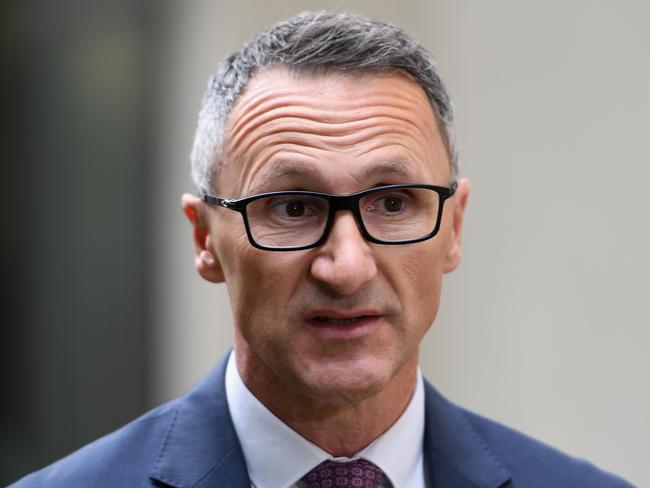 CANBERRA, AUSTRALIA - NOVEMBER 27:  Senator Richard Di Natale speaks at a press conference earlier in the day before being suspended from the Senate at Parliament House on November 27, 2018 in Canberra, Australia. Di Natale was suspended after he called Barry O'Sullivan 'a pig' for his comments directed towards fellow senator Sarah Hanson-Young. (Photo by Tracey Nearmy/Getty Images)