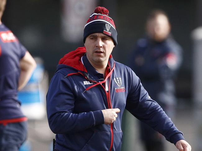 Melbourne Rebels coach Dave Wessels is seen during a team training session in Melbourne, Tuesday, July 3, 2018. (AAP Image/Daniel Pockett) NO ARCHIVING