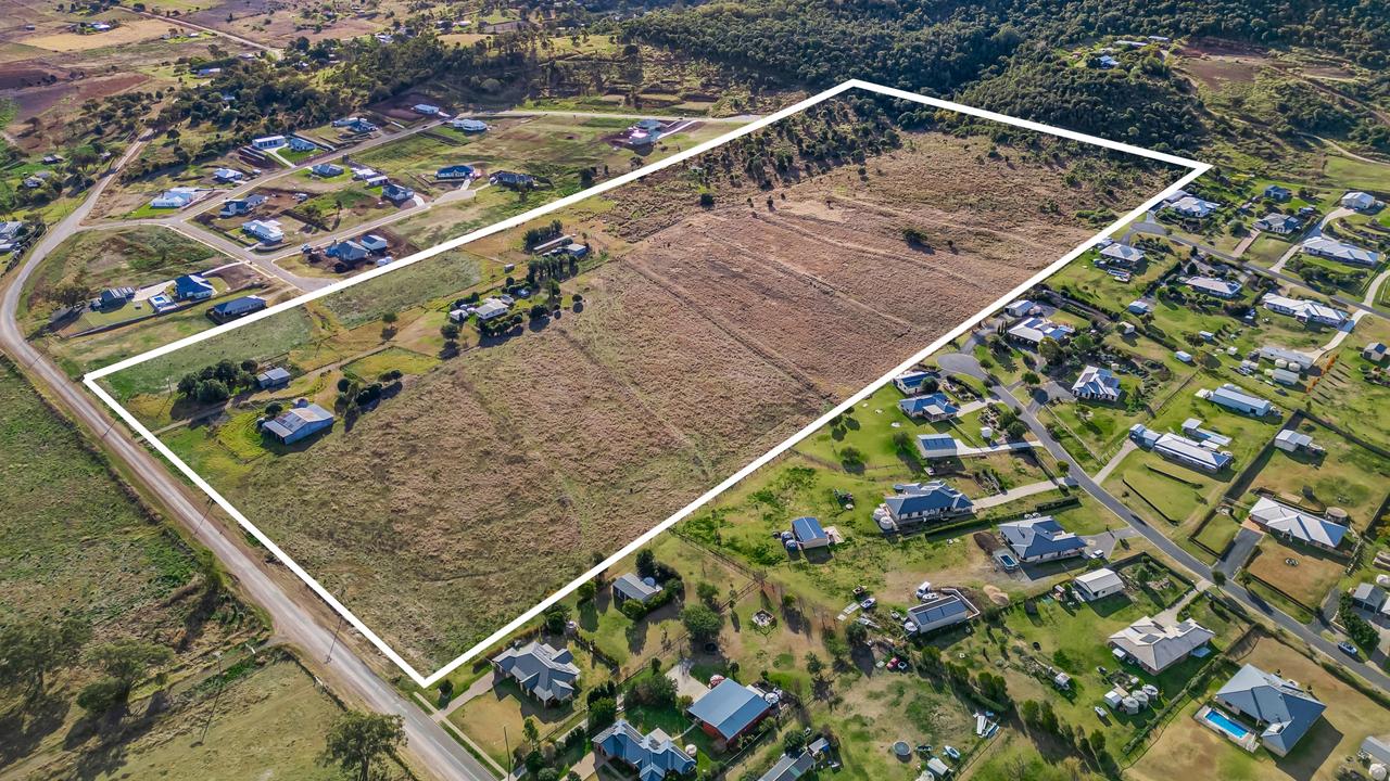 An aerial shot of land slated for a 49-lot subdivision in Gowrie Junction by Toowoomba developer Edward Hodge.