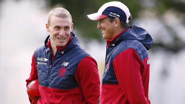 Simon Goodwin and Paul Roos. Picture: Wayne Ludbey