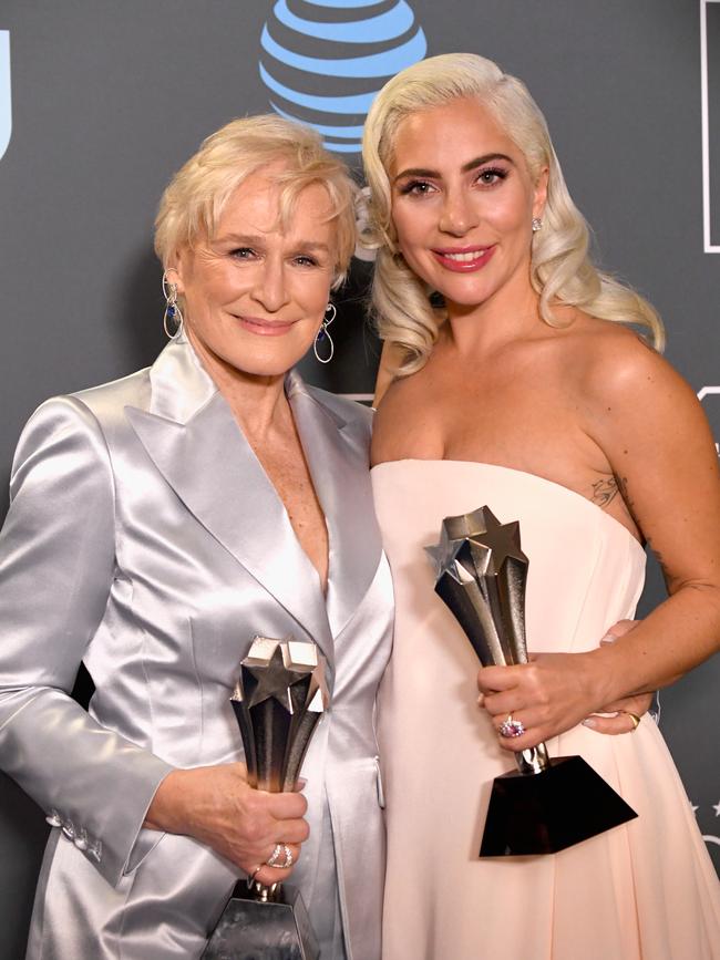 Glenn Close and Lady Gaga tied at the Critics Choice Awards in 2019. Picture: AFP