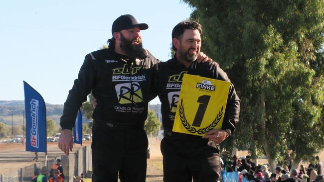 Driver Beau Robinson and navigator Shane Hutt were given the King of the Desert title after winning the 2024 edition of Finke. Picture: Gera Kazakov