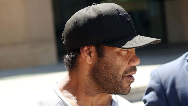 Former NRL star Chris Sandow leaving Ipswich Court. Picture: Liam Kidston