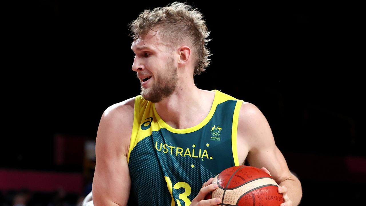 Jock Landale quickly became a Boomers fan favourite. Picture: Kevin C. Cox/Getty Images)