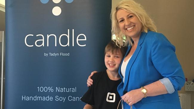 Tadyn, 9, and mum Jo-Ann Flood at one of his market stalls.