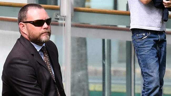 Police officer Aaron Caldwell outside the Magistrates Court in Brisbane. Picture: NCA NewsWire / Dan peled