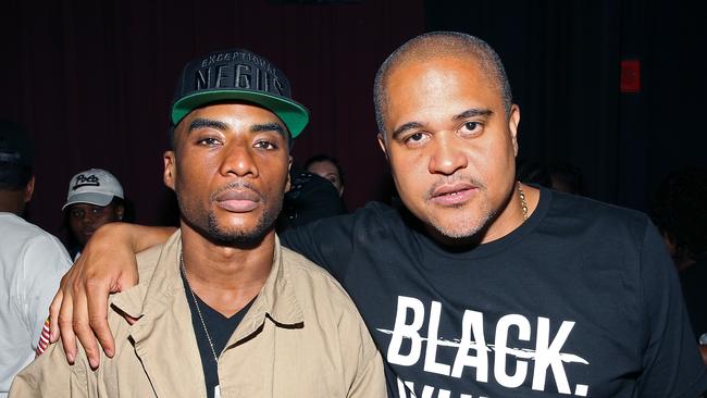 Radio personality Charlamagne the God [left[ posting with music legend Irv Gotti. Picture: Getty.