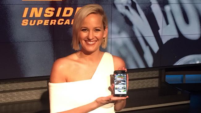 Jessica Yates with the new FOX Vision App, enhanced and upgraded for the 2017 Bathurst 1000.