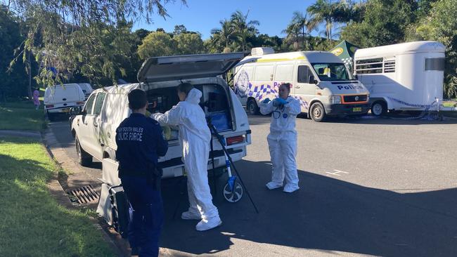 A crime scene at Oxford St, Kingscliff, after Trae Laurie was allegedly stabbed to death by Allan Kerr in April. Picture: Greg Stolz