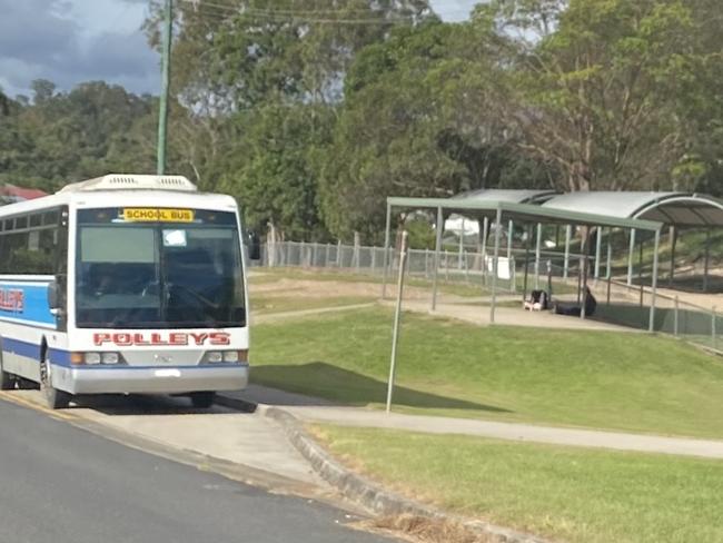 A Polleys Bus at James Nash State High School waiting to pick up students.