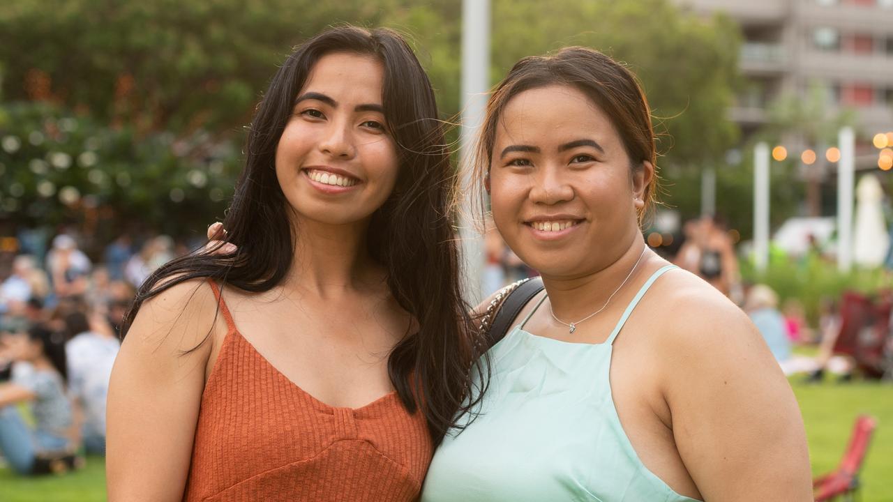 Grace and Romaine Gulay at Darwin Waterfront on New Year’s Eve 2020. Picture: Che Chorley