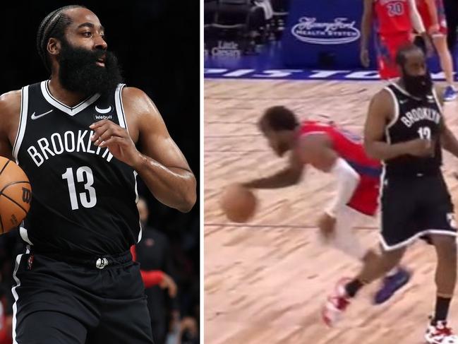 It doesn't look like Harden could believe it either. Photo: Getty Images and Twitter